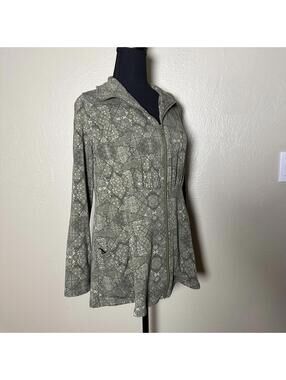 Soft Surroundings Zip Front Jacket Viscose Blend Empire Fit Boho Sage Green